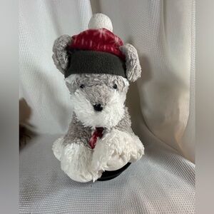 Vintage hug, fun, international schnauzer dog plushie
